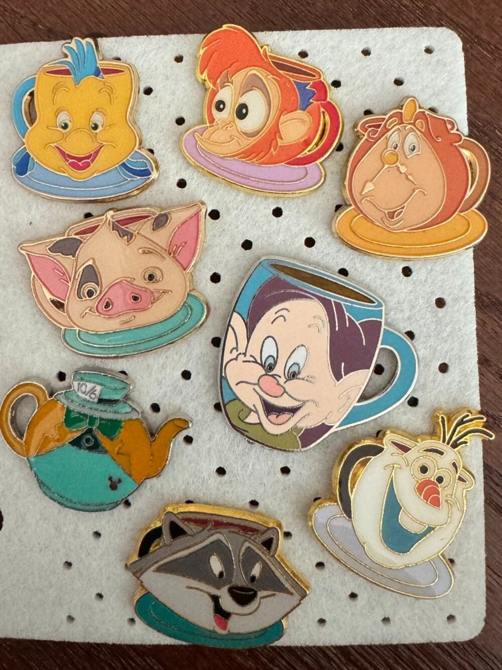 Disney Character Teacup Mug Trading Pins Lot of 8 Mystery Pins